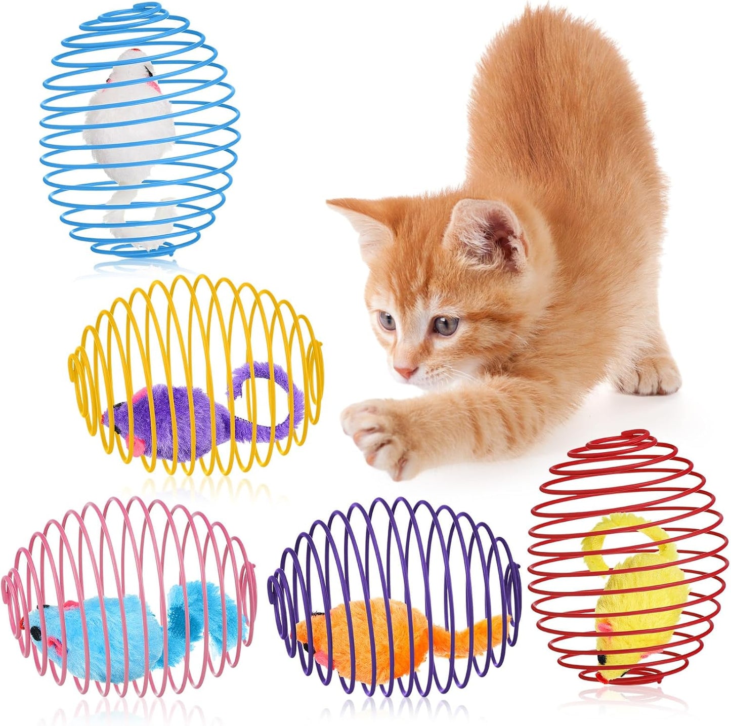 Cat Spring Balls Interactive Toy Set for Cats and Kittens