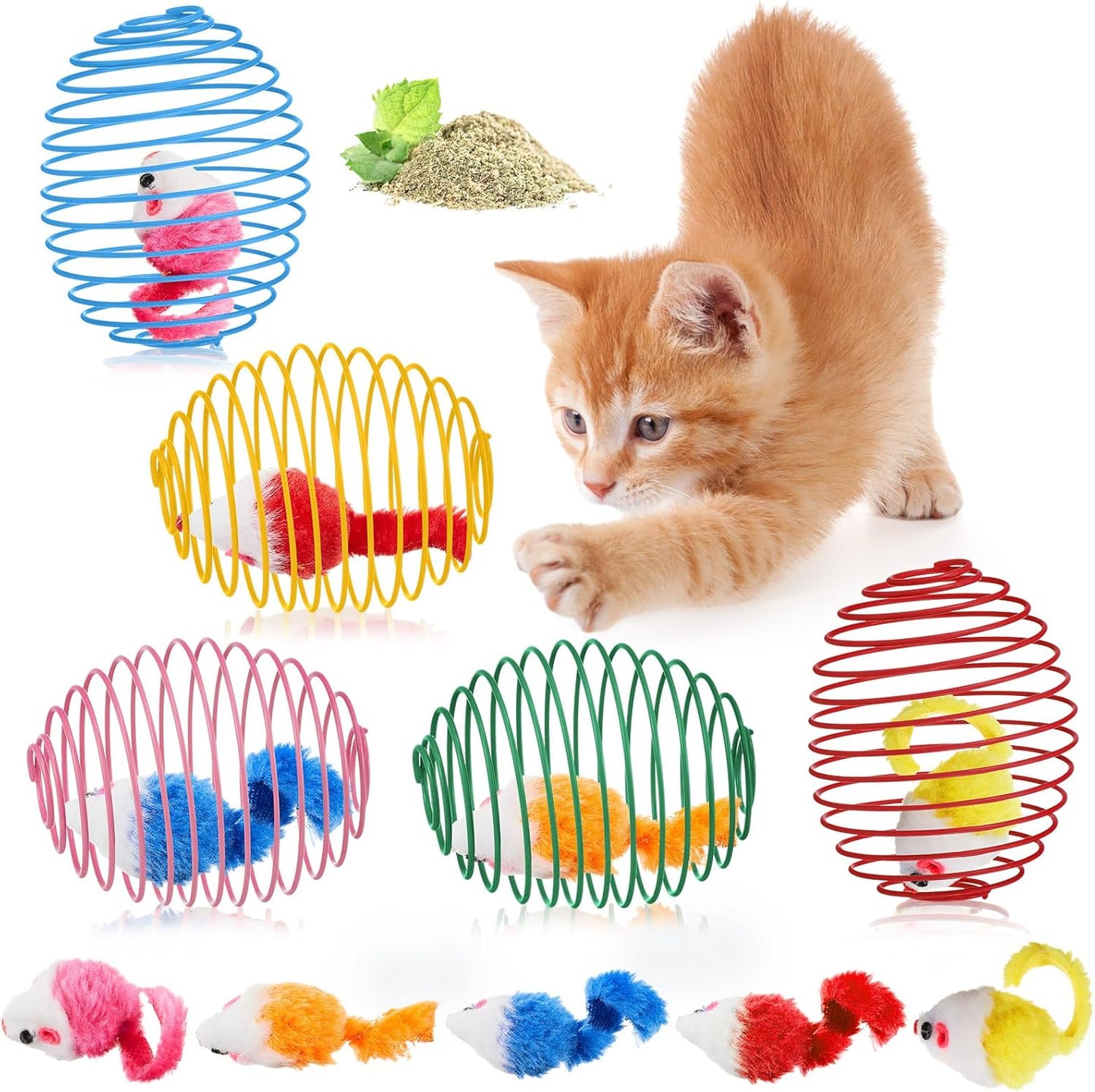 Cat Spring Balls Interactive Toy Set for Cats and Kittens