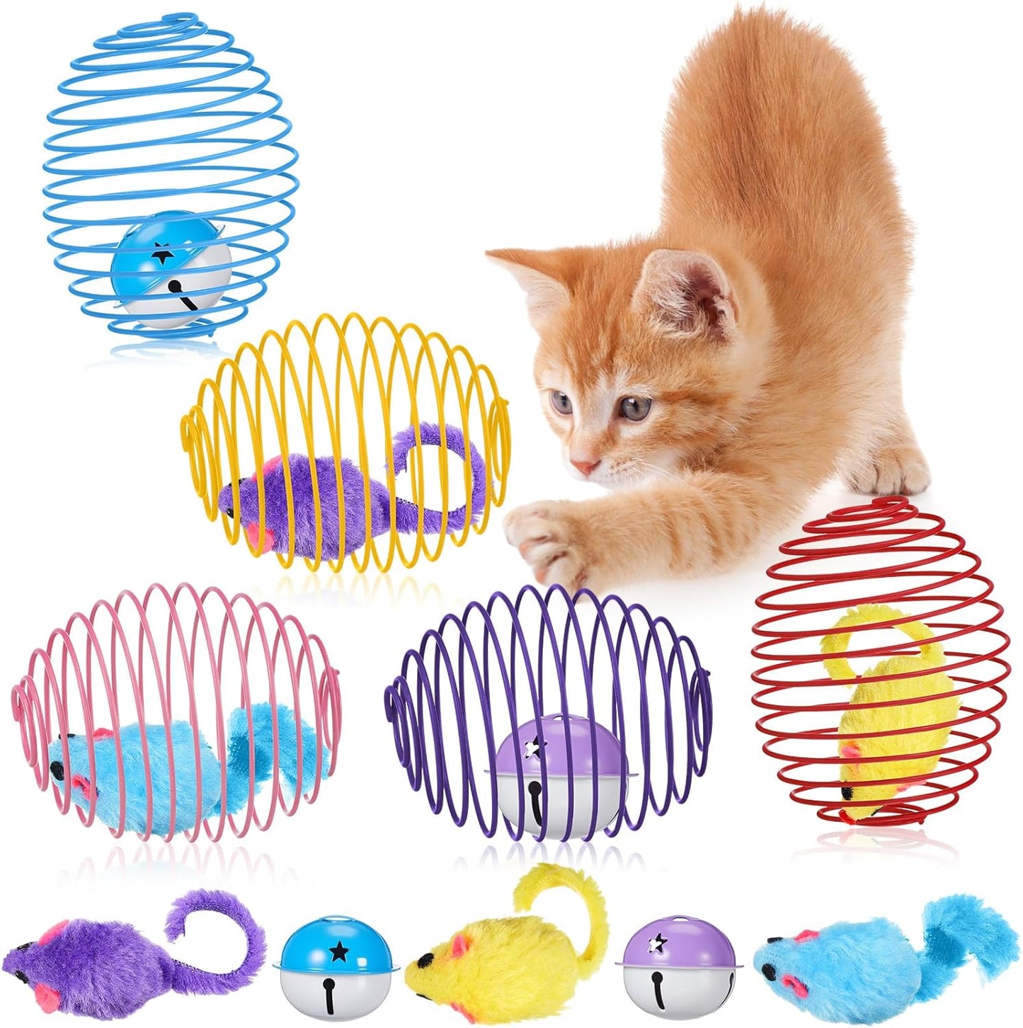 Cat Spring Balls Interactive Toy Set for Cats and Kittens