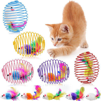 Cat Spring Balls Interactive Toy Set for Cats and Kittens