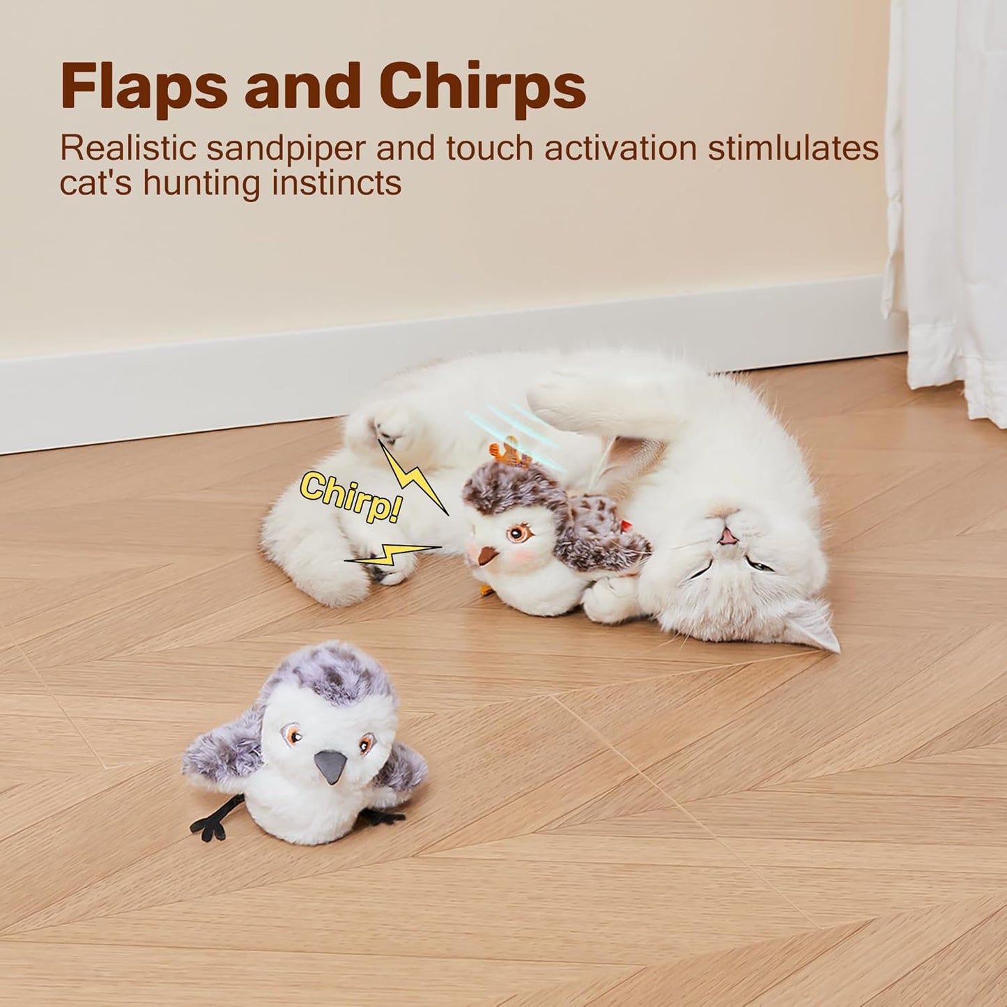 Cat Toy Flapping Bird Interactive Kicker Catnip Rechargeable