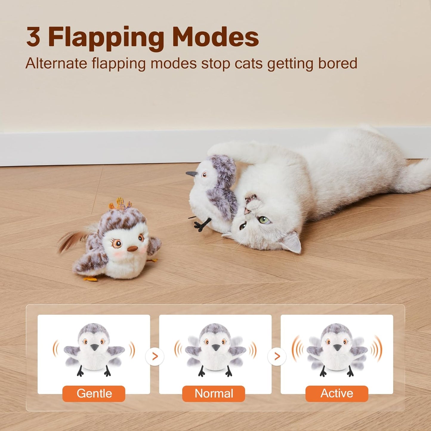 Cat Toy Flapping Bird Interactive Kicker Catnip Rechargeable