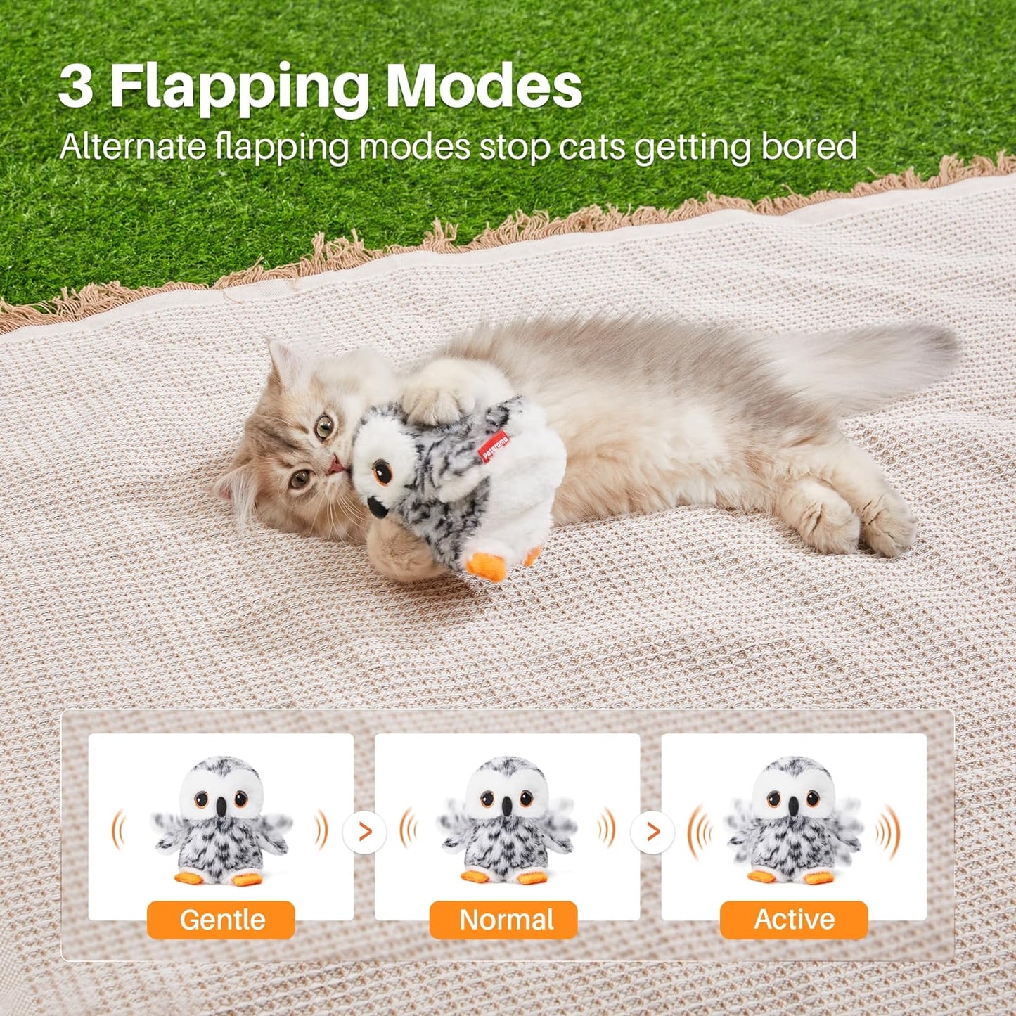 Cat Toy Flapping Bird Interactive Kicker Catnip Rechargeable