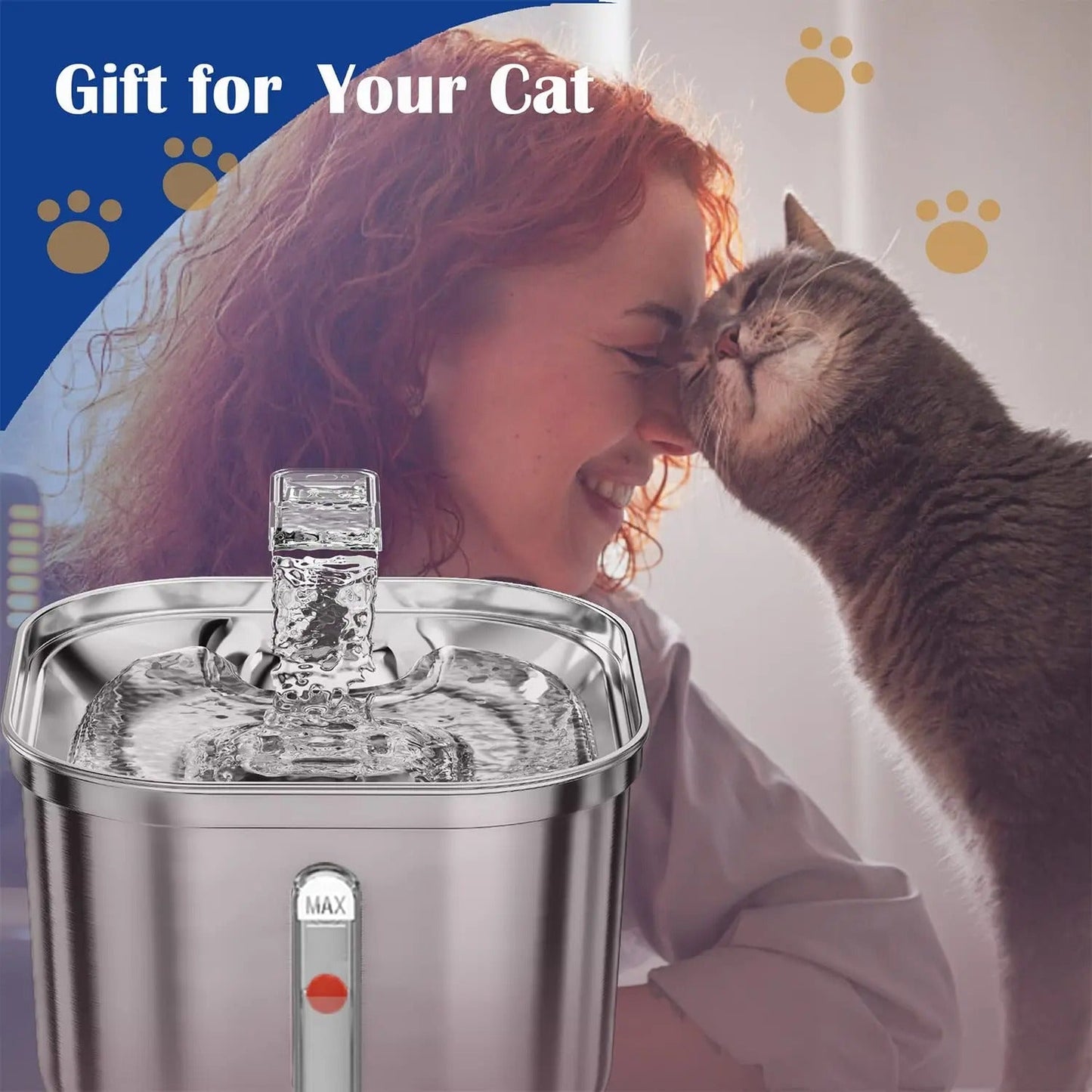 Cat Water Fountain Automatic Feeder Stainless Steel Dispenser