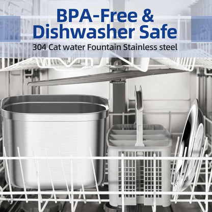 Cat Water Fountain Automatic Feeder Stainless Steel Dispenser