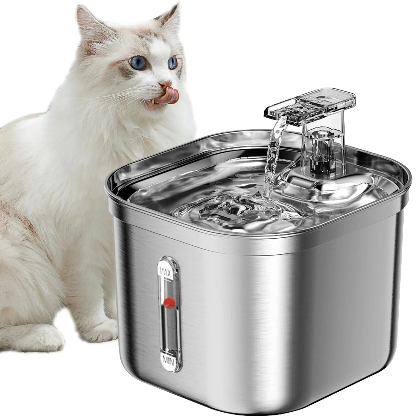 Cat Water Fountain Automatic Feeder Stainless Steel Dispenser