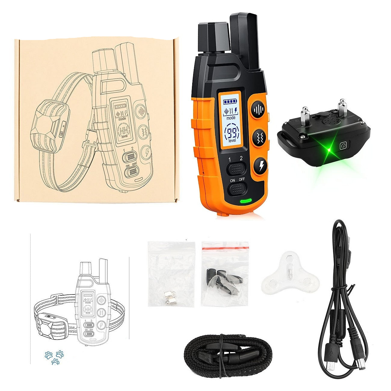 Dog Training Collar Remote Waterproof Rechargeable E-Collar