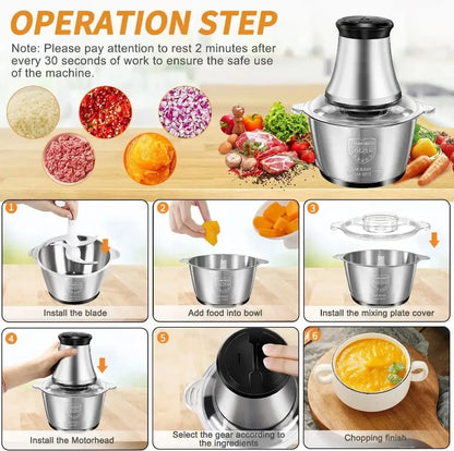 Electric Meat Vegetable Grinder Chopper 2L Kitchen Appliance