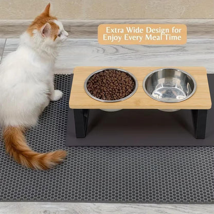 Adjustable Cat Food Bowl Stand Pet Feeding Dish