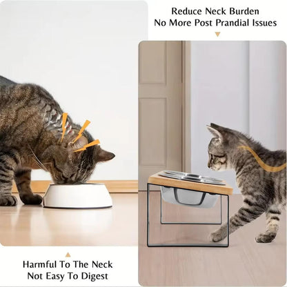 Adjustable Cat Food Bowl Stand Pet Feeding Dish