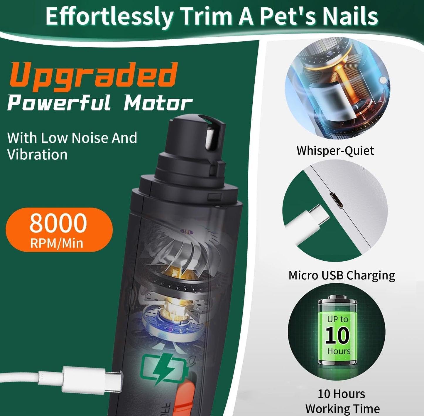 Cat Dog Nail Clippers Trimmers USB Rechargeable LED Light