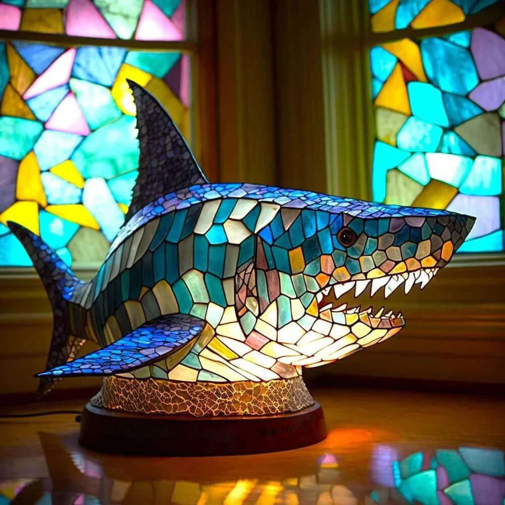 Stained Glass Animal Table Lamp Night Light Fixture