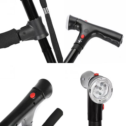 Folding Walking Stick with Light Attachment