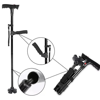 Folding Walking Stick with Light Attachment