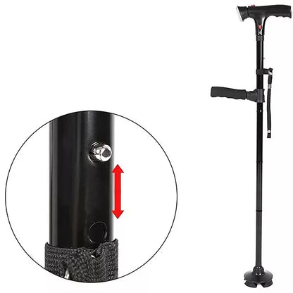 Folding Walking Stick with Light Attachment