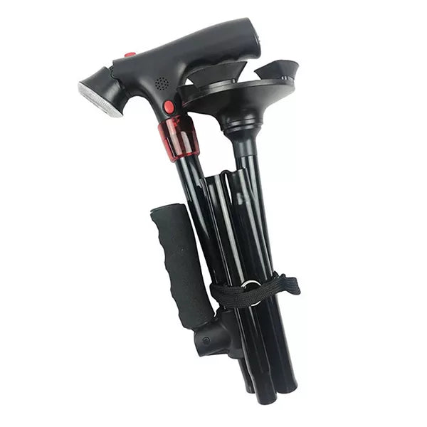 Folding Walking Stick with Light Attachment