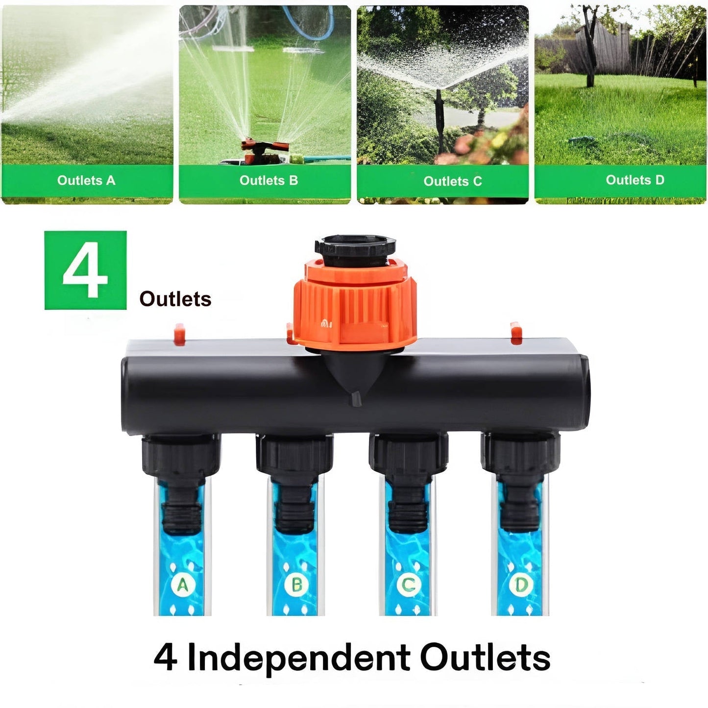 Garden Hose 4 Way Splitter Connector Adapter