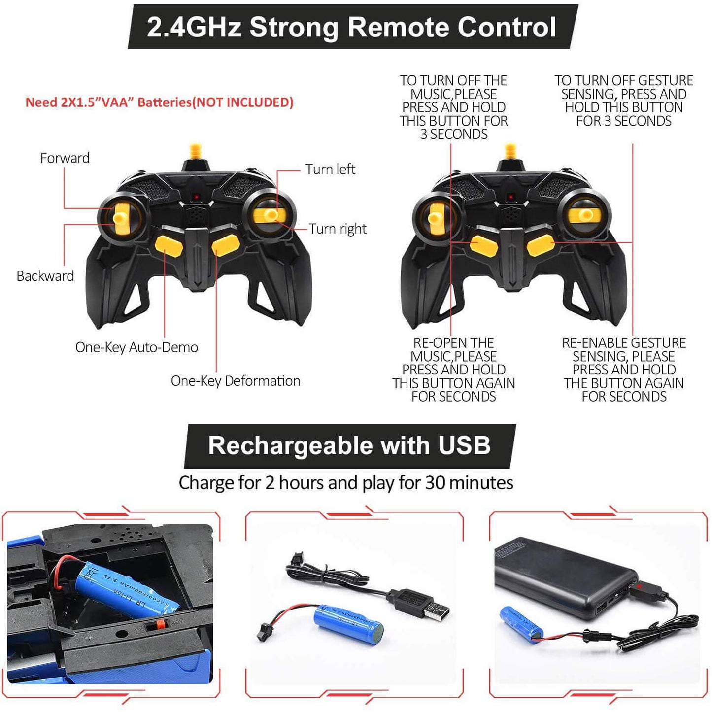 Remote Control Transforming Robot Car Toy Vehicle