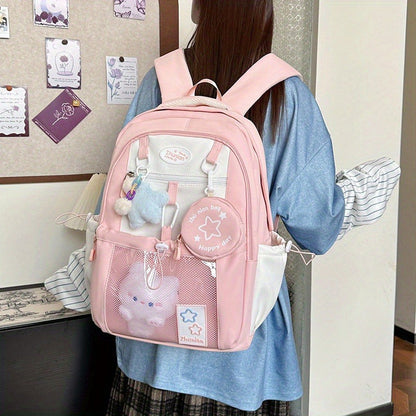 Girls Backpack with Bunny Charms and Adjustable Straps