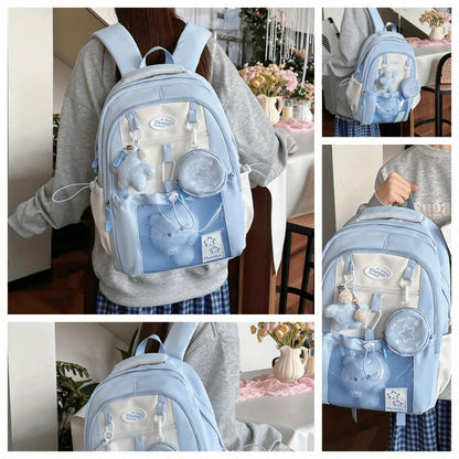 Girls Backpack with Bunny Charms and Adjustable Straps