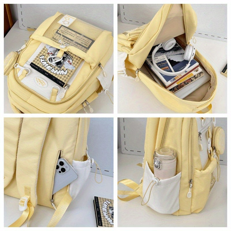 Girls Backpack with Bunny Charms and Adjustable Straps