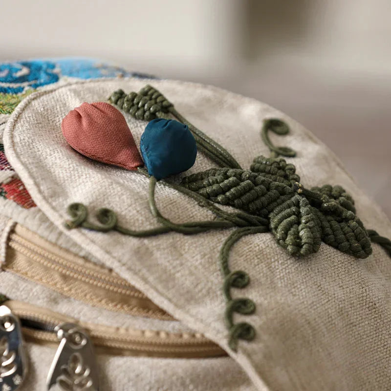 Woven Cotton Backpack Shoulder Bag Daypack