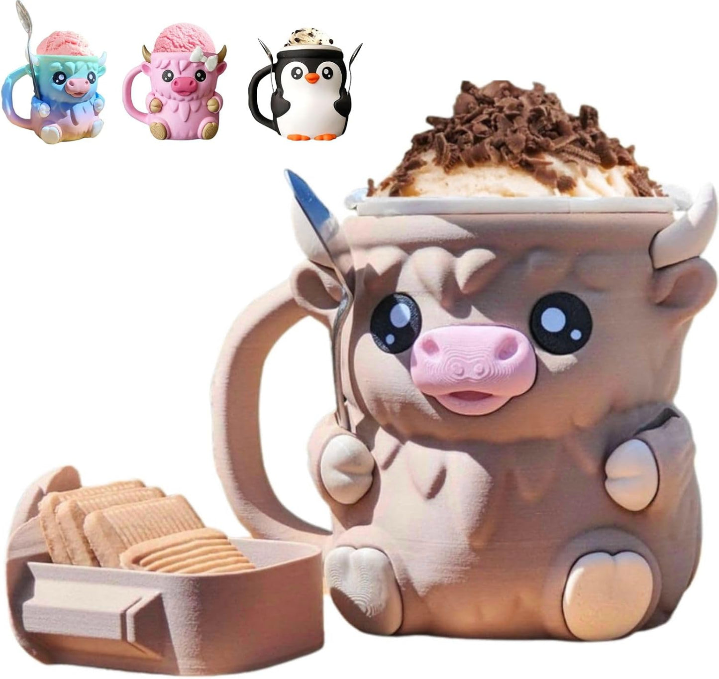 Highland Cow Ice Cream Pint Holder Cooler Container