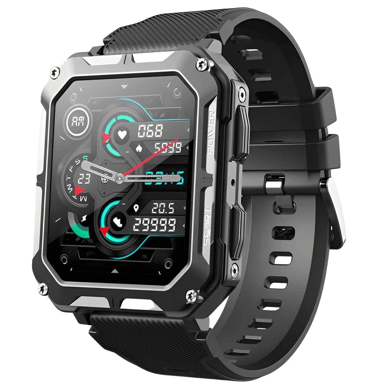 Circular Smartwatch Fitness Tracker Waterproof