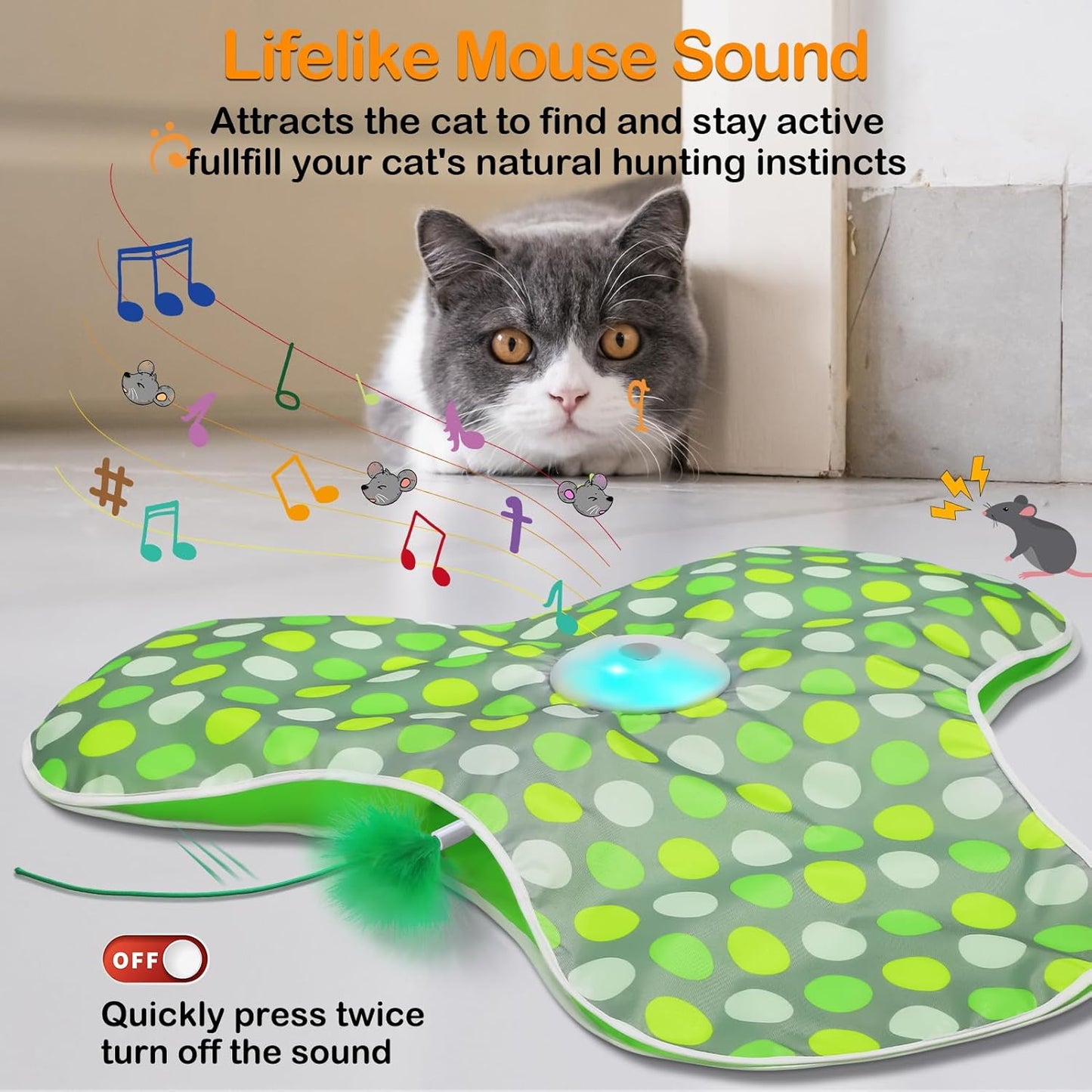 Interactive Cat Toy Rechargeable Moving Feathers Mouse