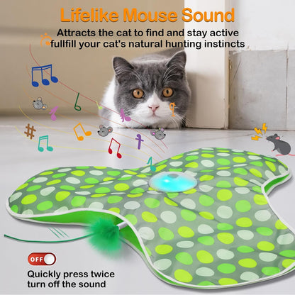 Interactive Cat Toy Rechargeable Moving Mouse with Feathers