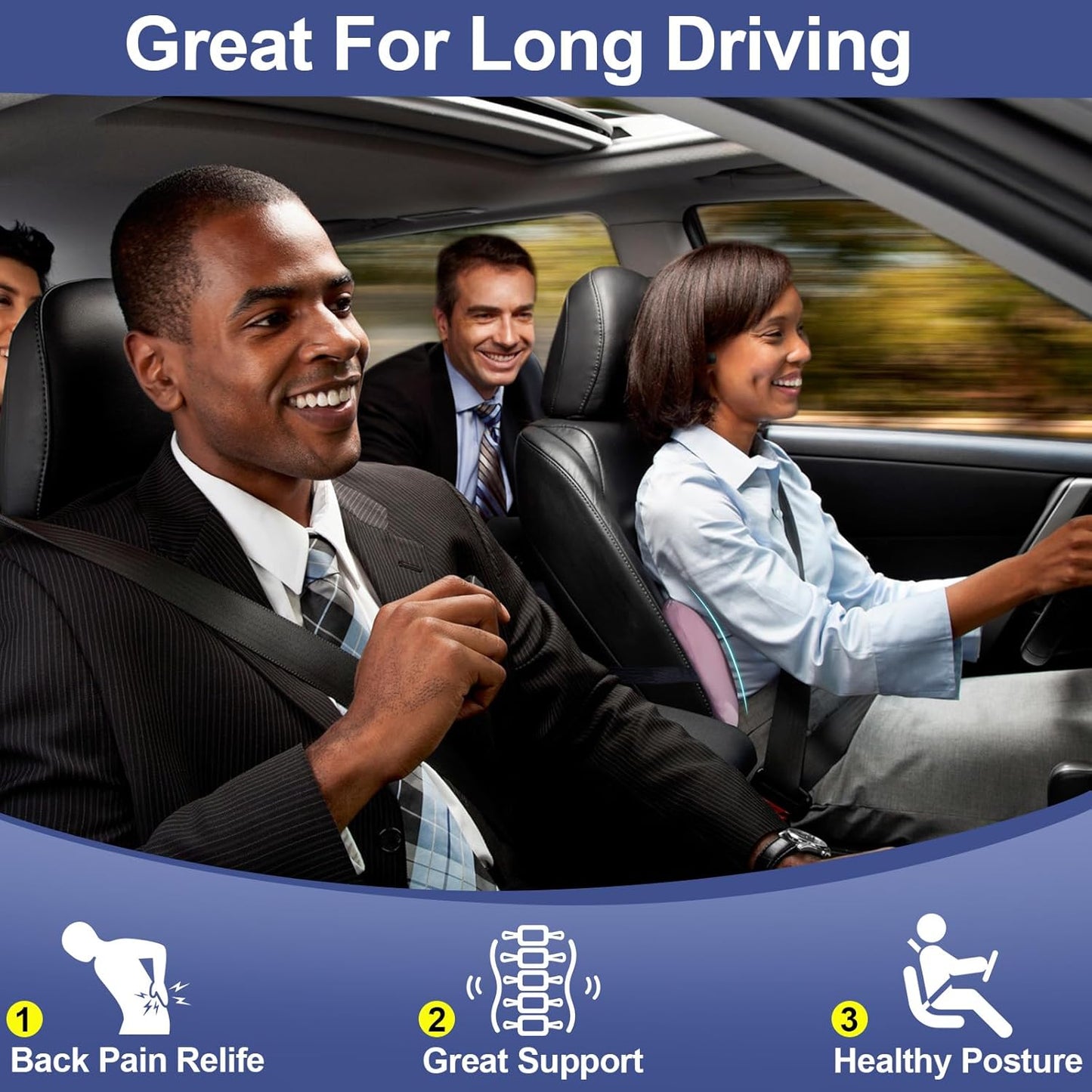 Lumbar Support Pillow Memory Foam Back Cushion