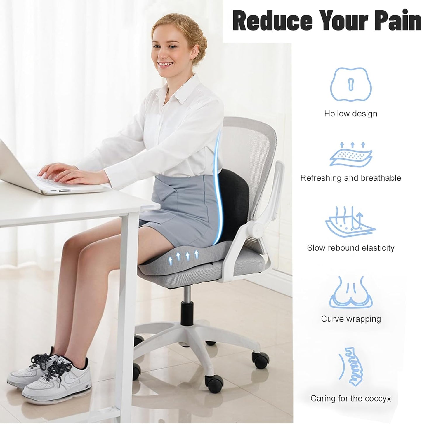 Memory Foam Seat Cushion for Office Chair and Home Chair