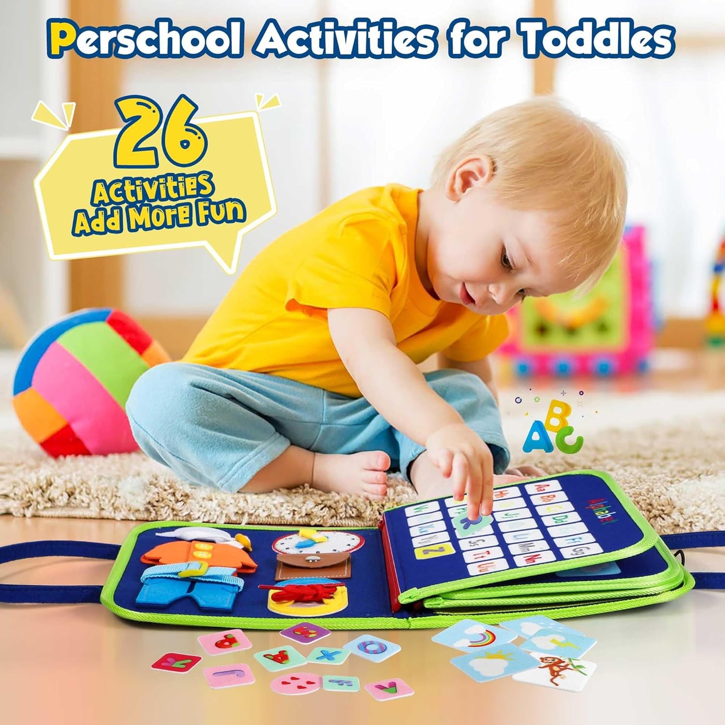 Montessori Toddler Activity Board Sensory Book 2-4 Years