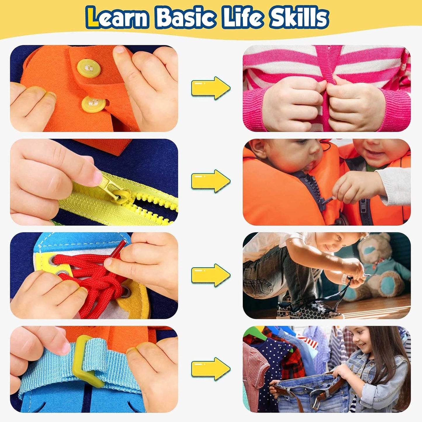 Montessori Toddler Activity Board Sensory Book 2-4 Years