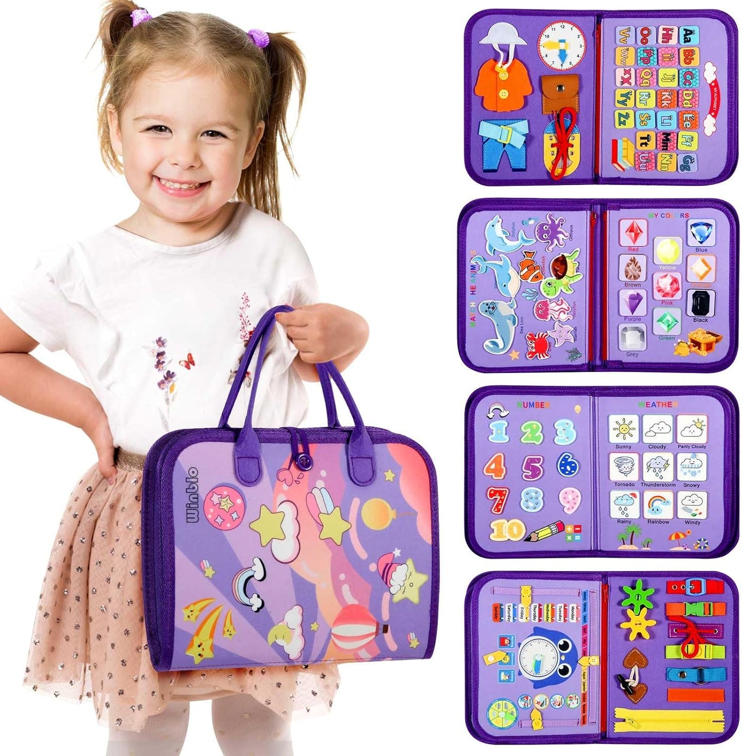 Montessori Toddler Activity Board Sensory Book 2-4 Years