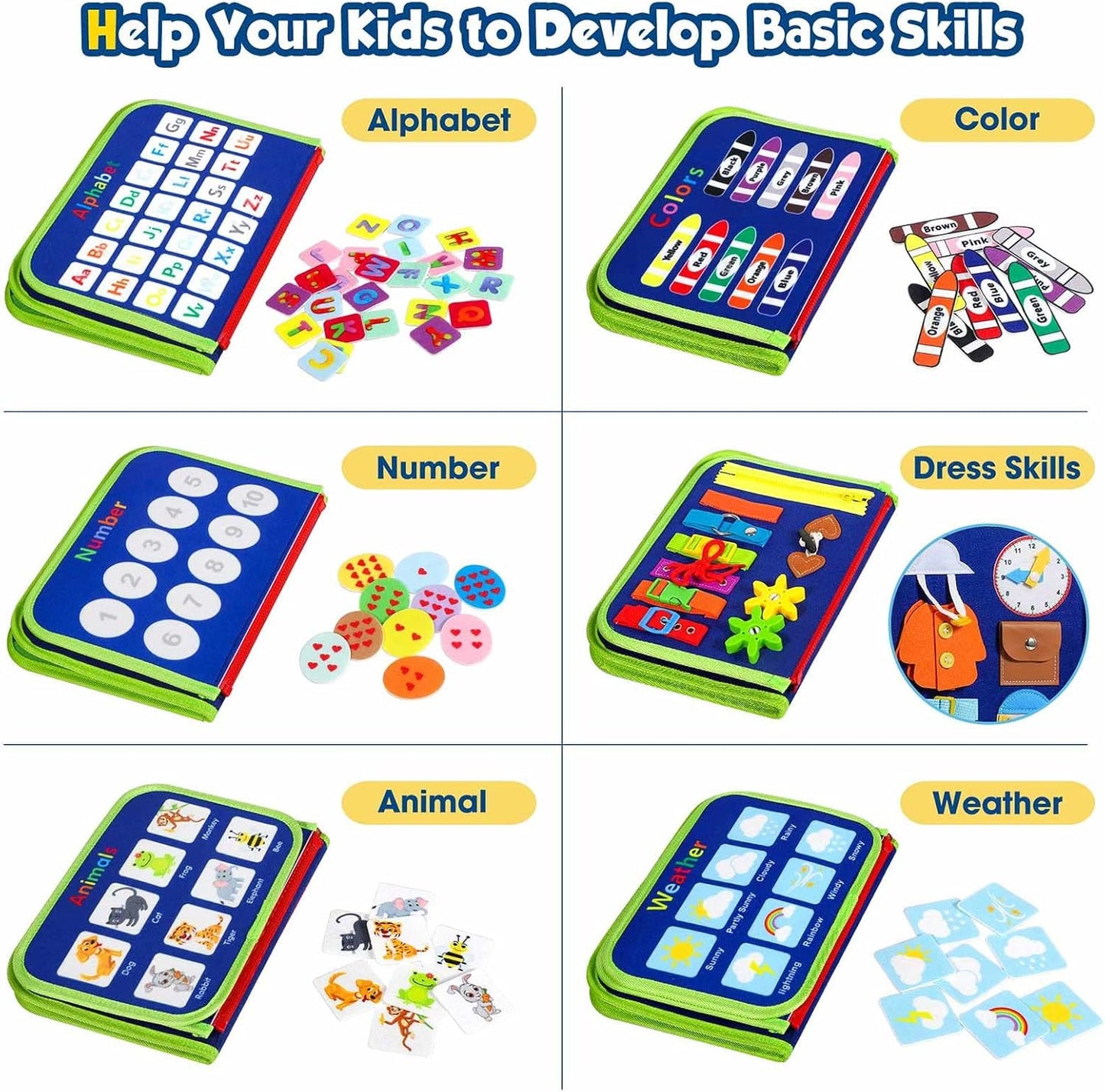 Montessori Toddler Activity Board Sensory Book 2-4 Years