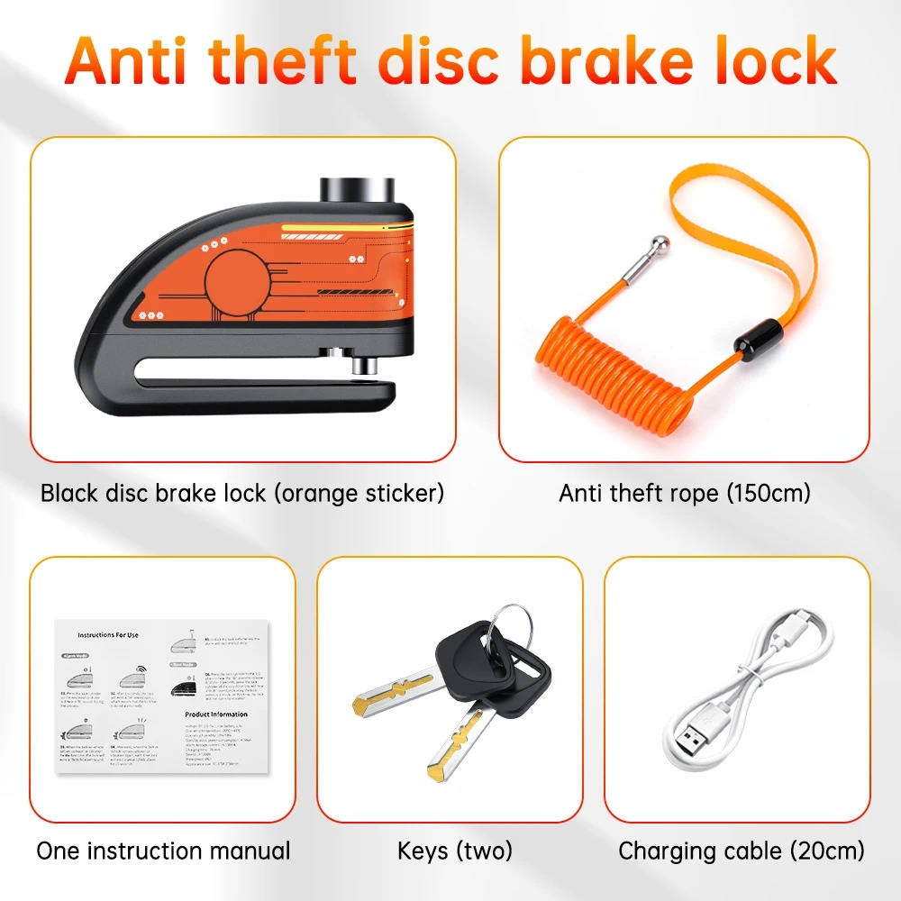 Motorcycle Disc Lock Alarm Security Device
