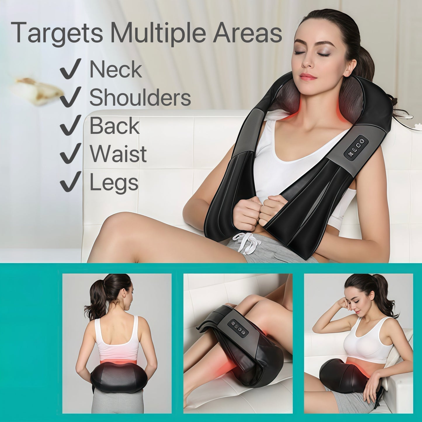 Neck Shoulder Back Massager Heated Pain Relief Device