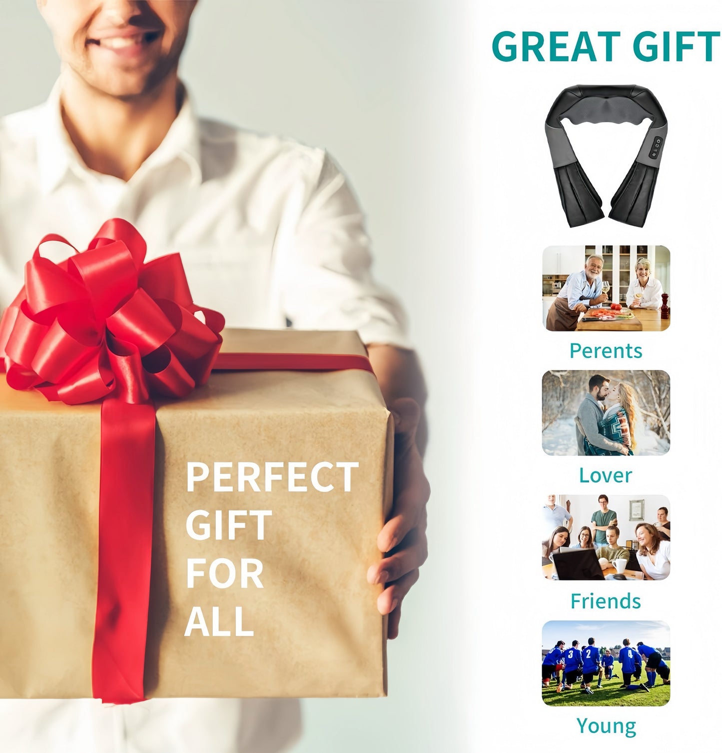 Neck Shoulder Back Massager Heated Pain Relief Device