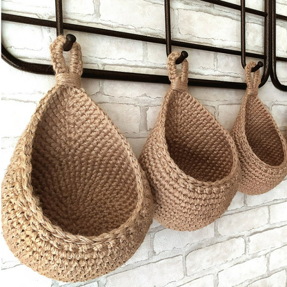 Jute Wall Storage Baskets Organizer Set Handwoven