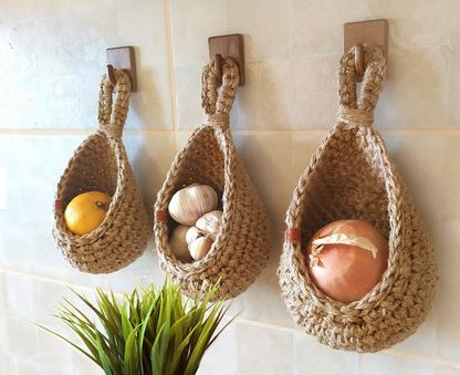 Jute Wall Storage Baskets Organizer Set Handwoven