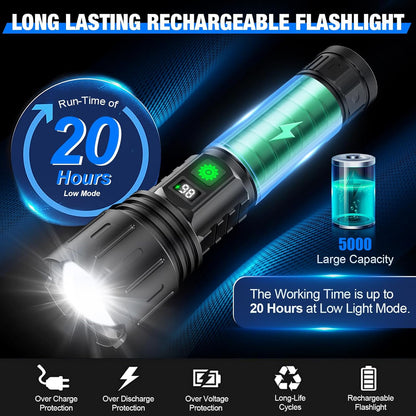 LED Torch 100000 Lumens Waterproof Flashlight