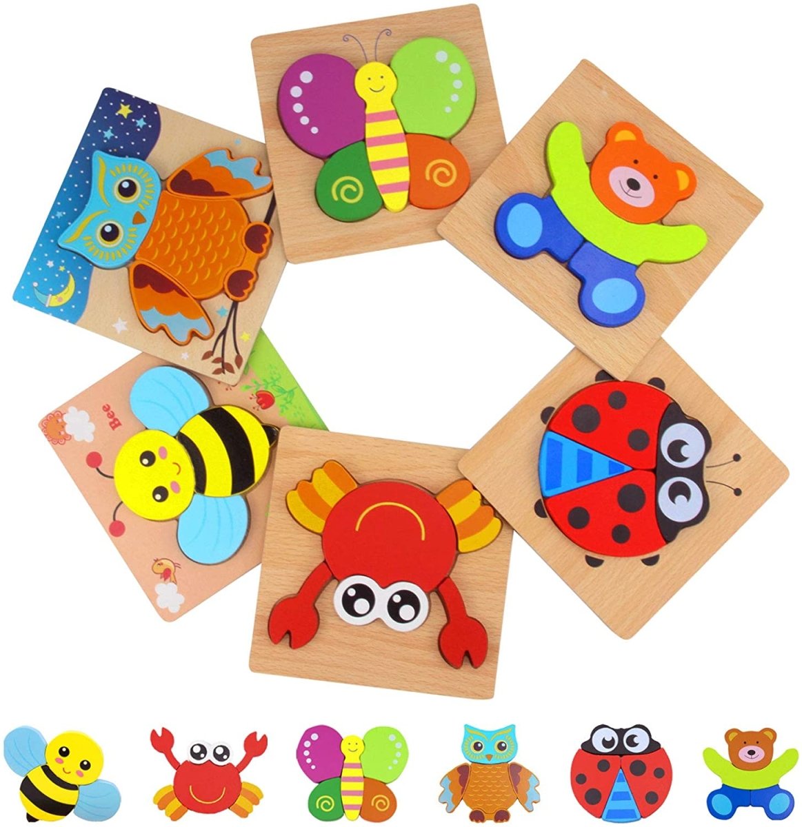 Animal Puzzle Set Educational Toy 6 Pack