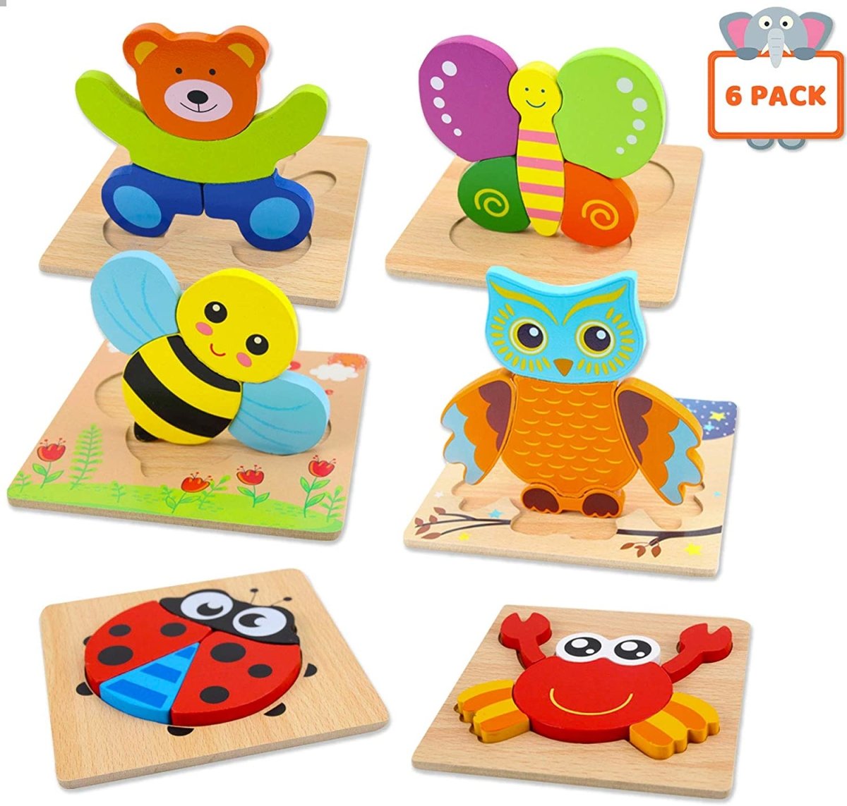 Animal Puzzle Set Educational Toy 6 Pack