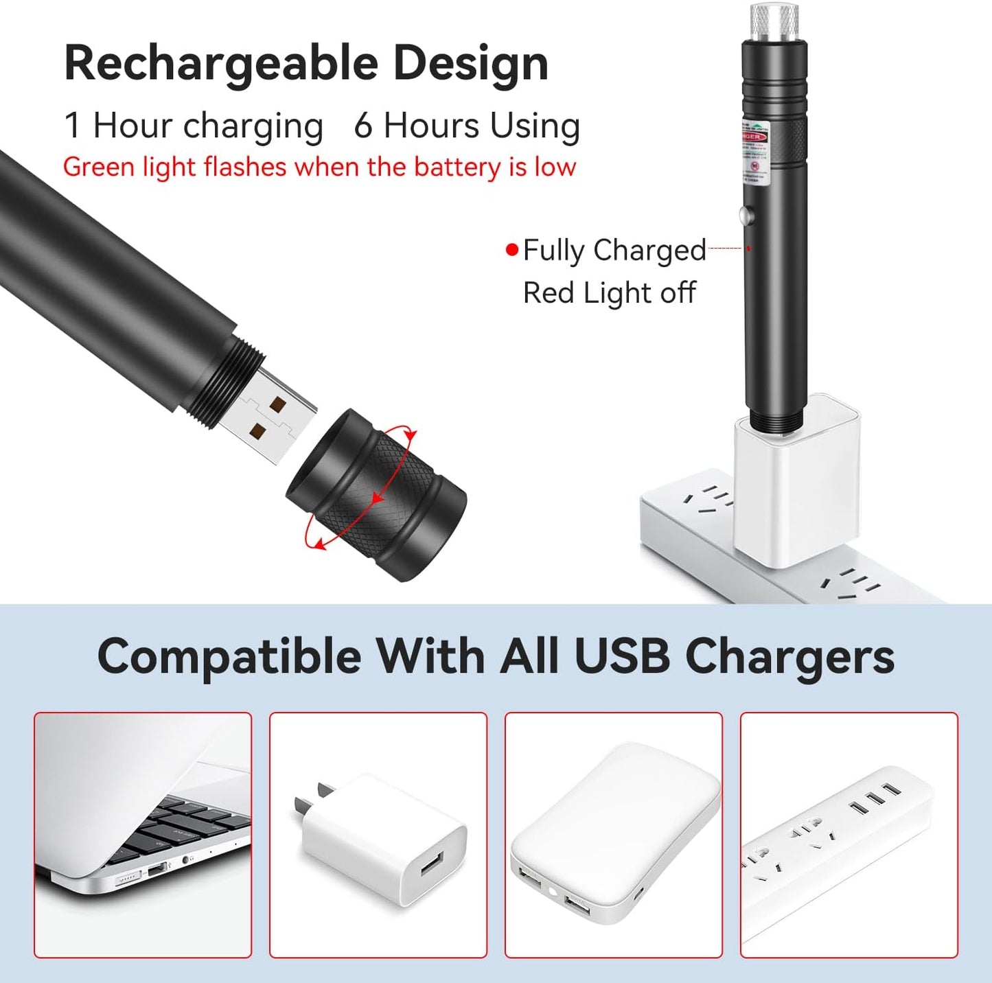 Rechargeable Laser Pointer Torch Light