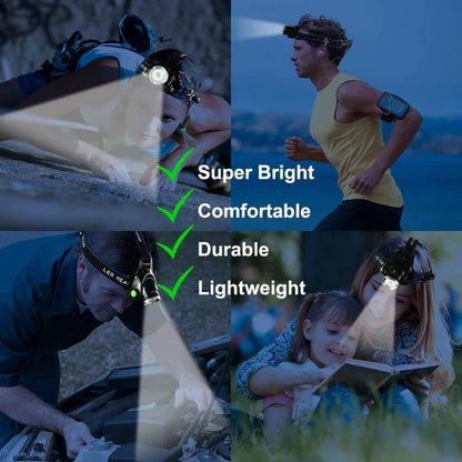 Rechargeable LED Headlamp Flashlight Tactical Light Zoomable