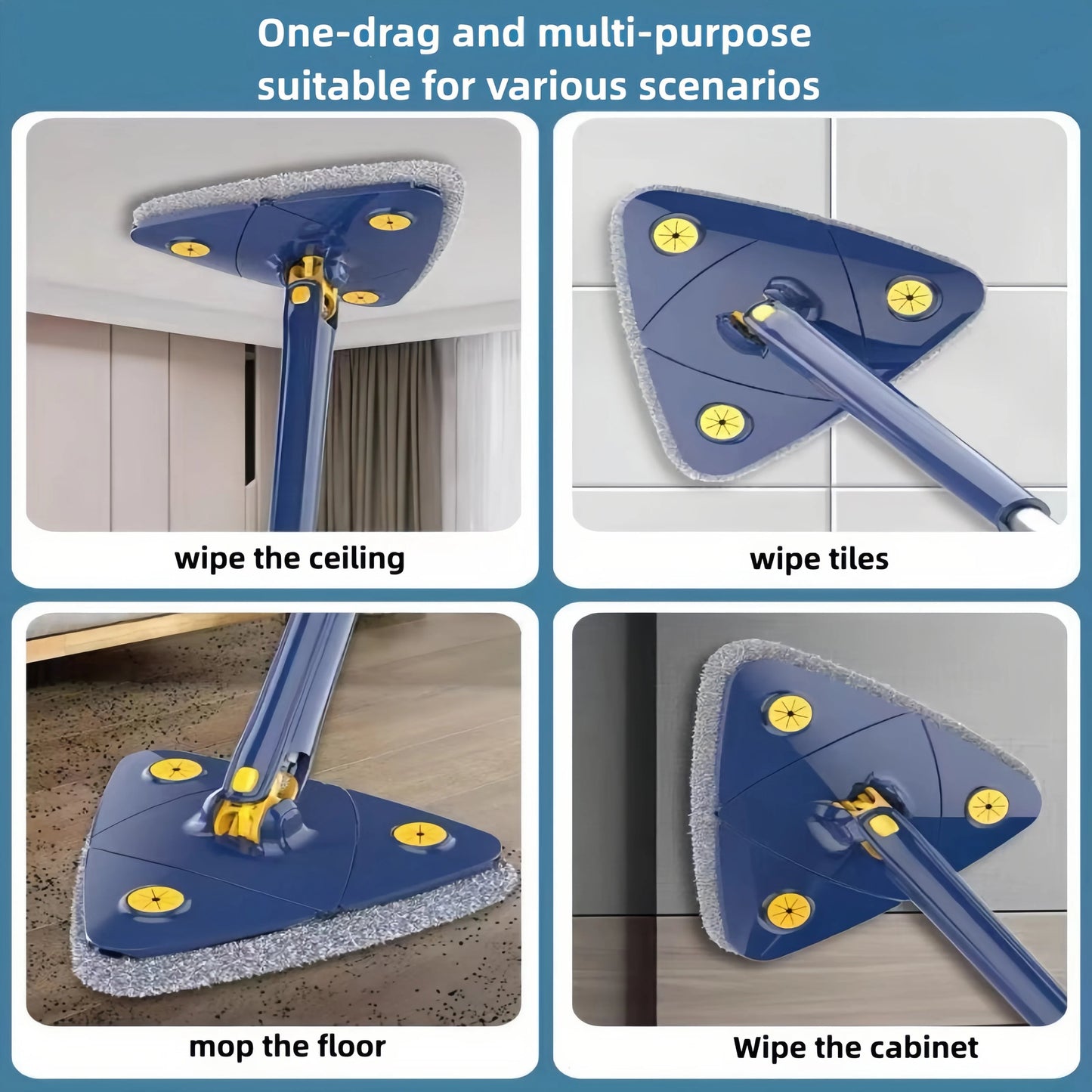 360 Degree Triangle Mop for Hardwood Tile Cleaning