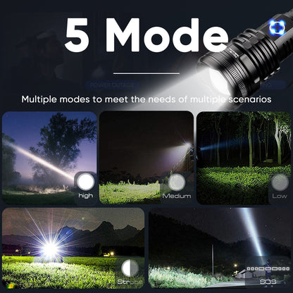 LED Flashlight USB Rechargeable 99000 Lumens XHP90