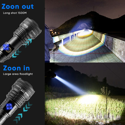 LED Flashlight USB Rechargeable 99000 Lumens XHP90