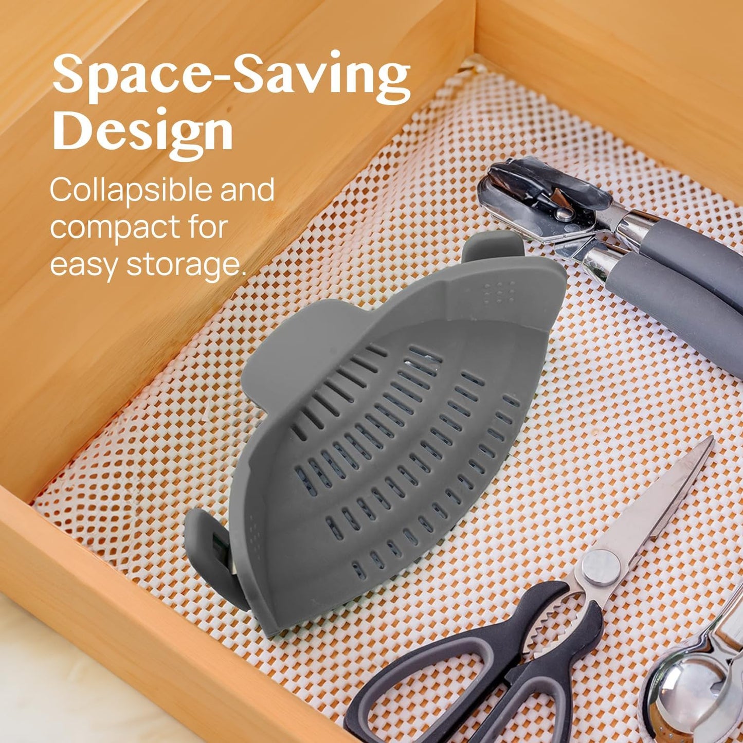 Silicone Clip-On Pasta Strainer Colander for Pots Pans